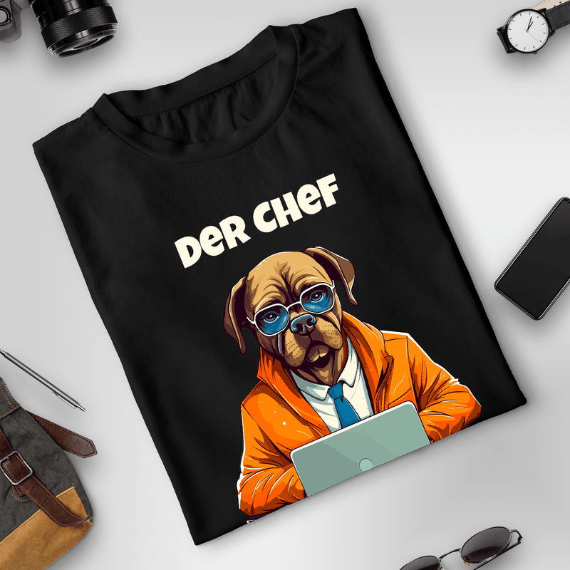 Bedrucktes Herren T - Shirt CHEF - personalisiertes Geschenk für Chef - Adamell.de