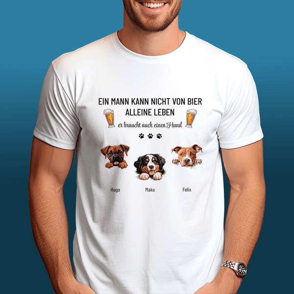 Bedrucktes Herren T-Shirt HUNDE & BIER - Geschenk für Hundebesitzer - Adamell.de