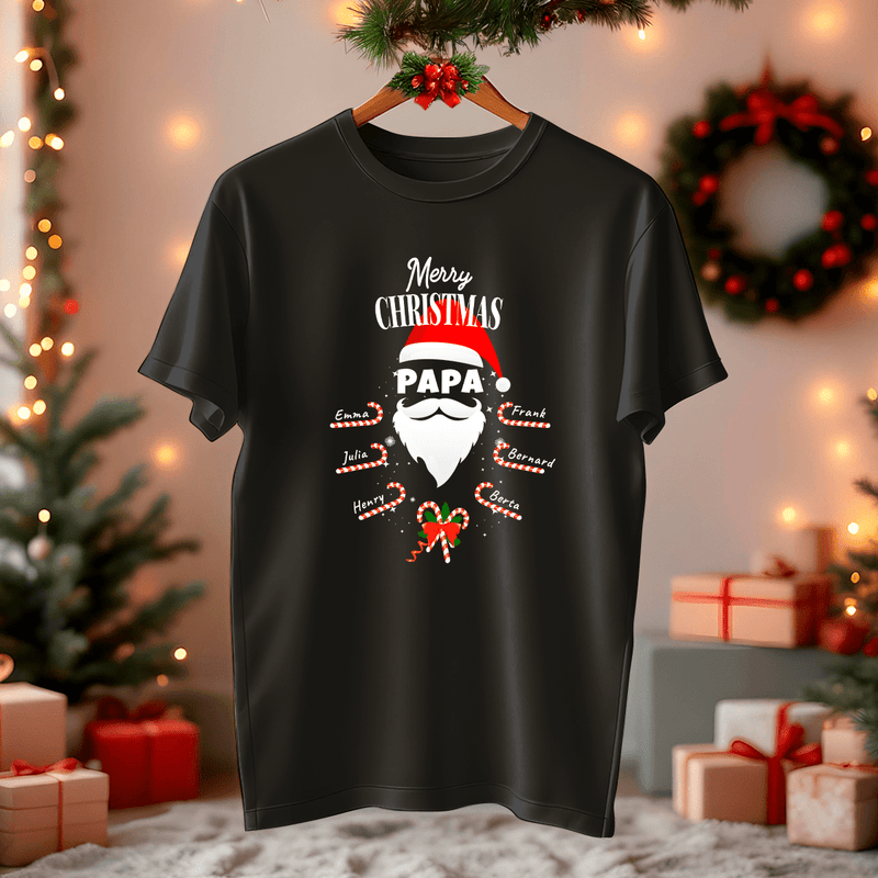 Bedrucktes Herren T-Shirt MERRY CHRISTMAS - personalisiertes Geschenk für Papa - Adamell.de