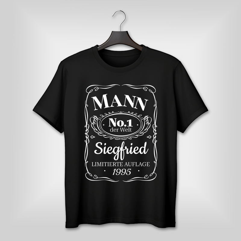 Bedrucktes Herren T - Shirt NUMMER 1 - personalisiertes Geschenk für Mann - Adamell.de