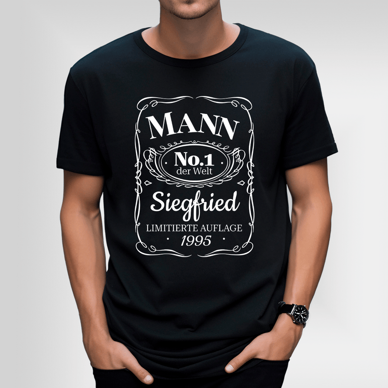 Bedrucktes Herren T - Shirt NUMMER 1 - personalisiertes Geschenk für Mann - Adamell.de