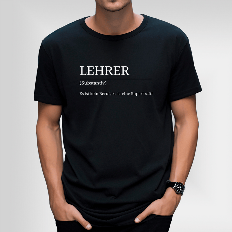 Bedrucktes Herren T-Shirt SUPERKRAFT - personalisiertes Geschenk für Lehrer - Adamell.de