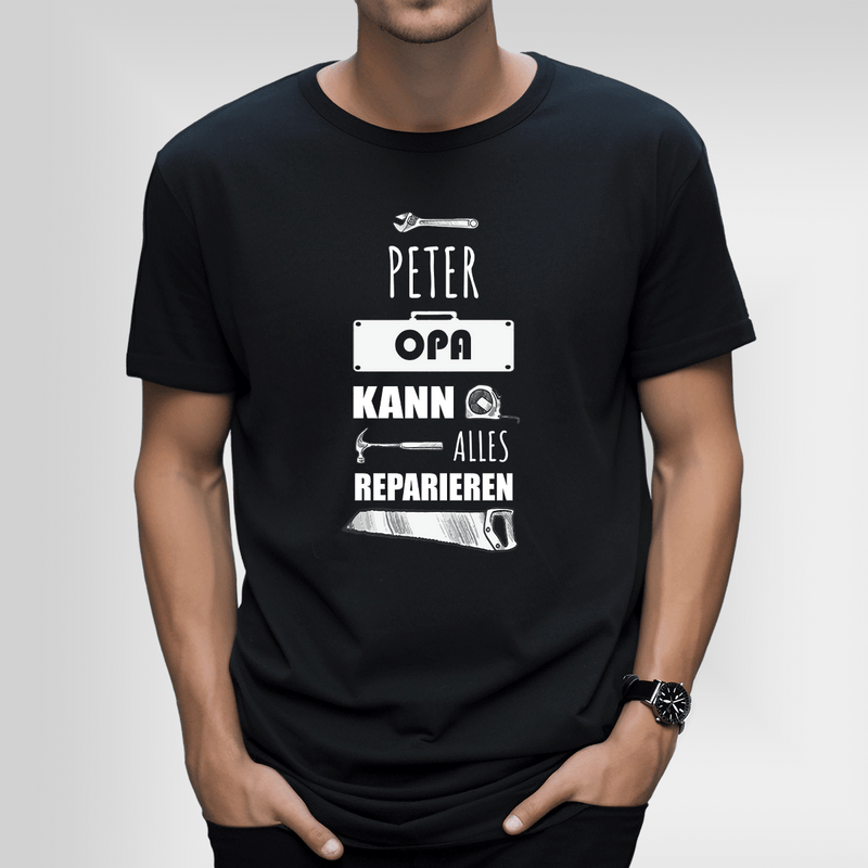 Bedrucktes Herren T - Shirt WIRD ALLES RICHTEN - personalisiertes Geschenk für Opa - Adamell.de