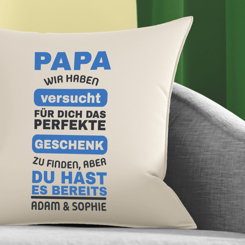 Bedrucktes Kissen IDEALES GESCHENK - personalisiertes Geschenk für Papa - Adamell.de