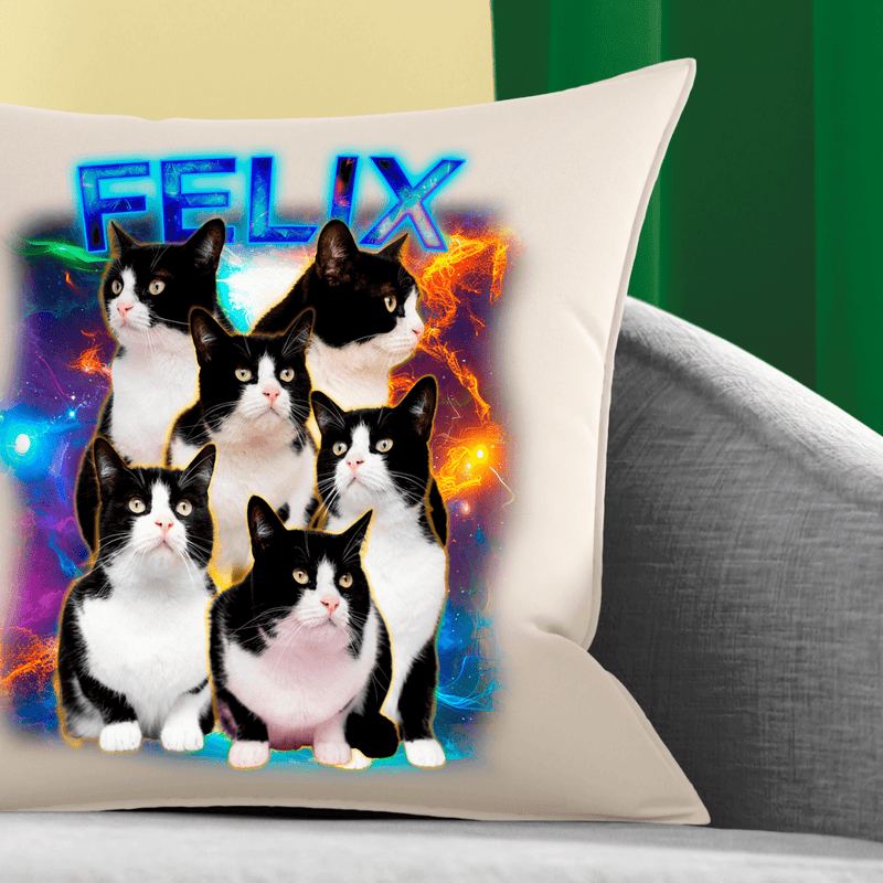 Bedrucktes Kissen KATZENGRAFIK + NAME - personalisiertes Geschenk für Katzenbesitzer - Adamell.de