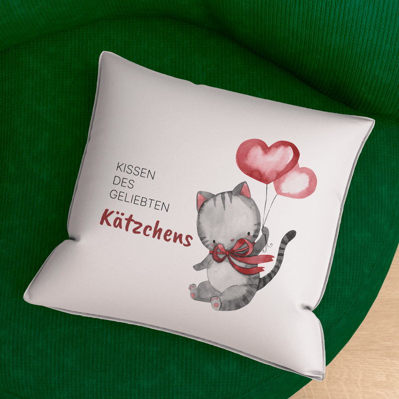 Bedrucktes Kissen LIEBE KATZE - personalisiertes Geschenk für Freund - Adamell.de