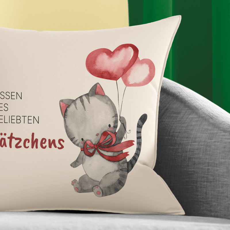 Bedrucktes Kissen LIEBE KATZE - personalisiertes Geschenk für Freund - Adamell.de