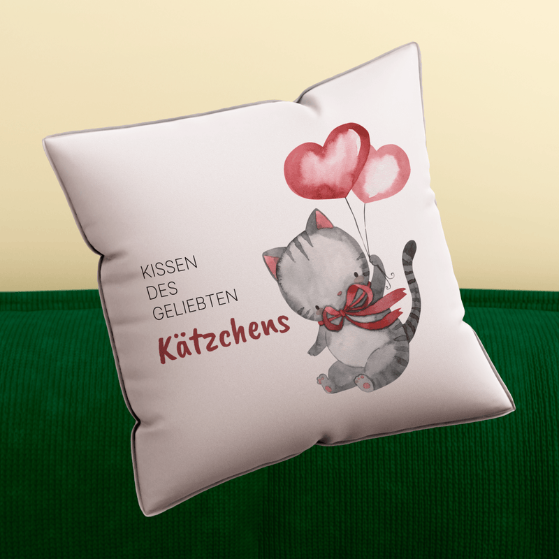 Bedrucktes Kissen LIEBE KATZE - personalisiertes Geschenk für Freund - Adamell.de