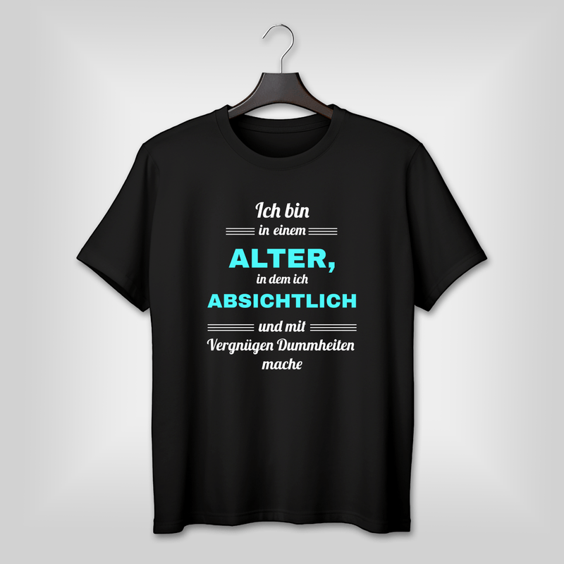 Bedrucktes Unisex T-Shirt ABSICHTLICH - Geschenk für Mann, Frau - Adamell.de