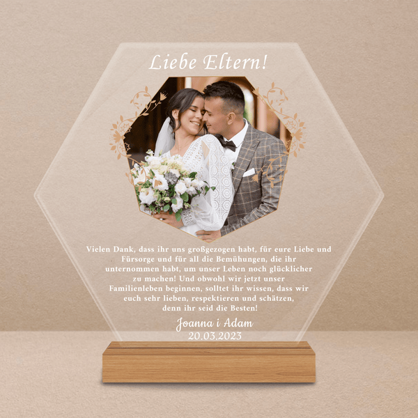 Bestätigung der Hochzeit mit Foto - Druck auf Glas, personalisiertes Geschenk für Eltern - Adamell.de