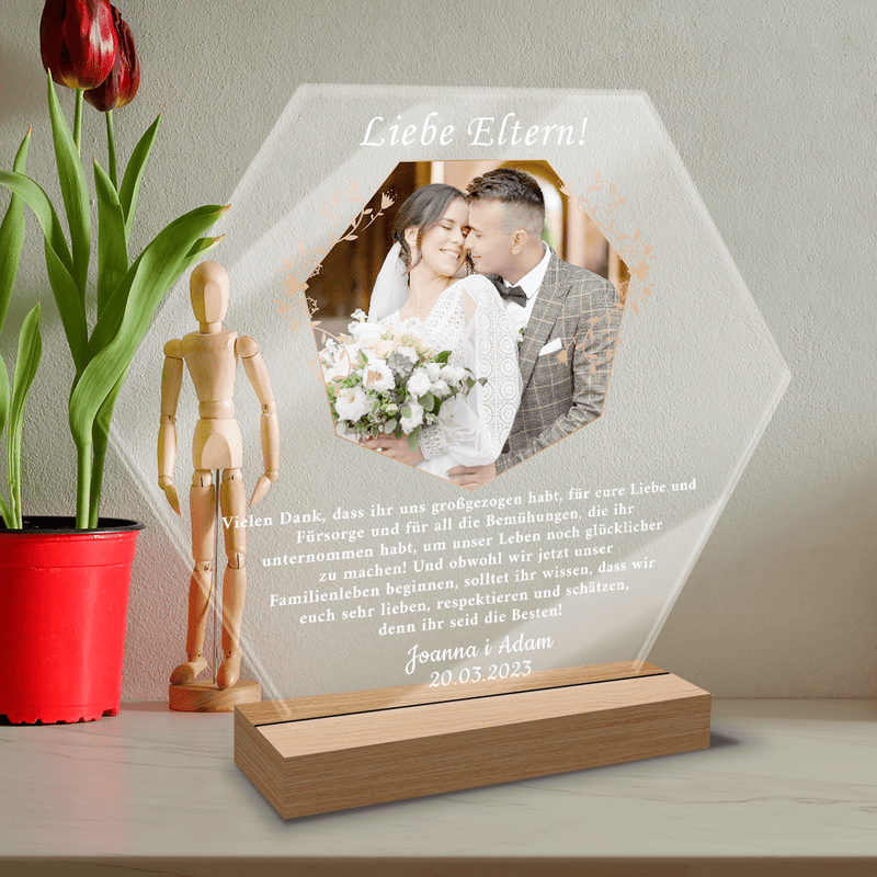 Bestätigung der Hochzeit mit Foto - Druck auf Glas, personalisiertes Geschenk für Eltern - Adamell.de