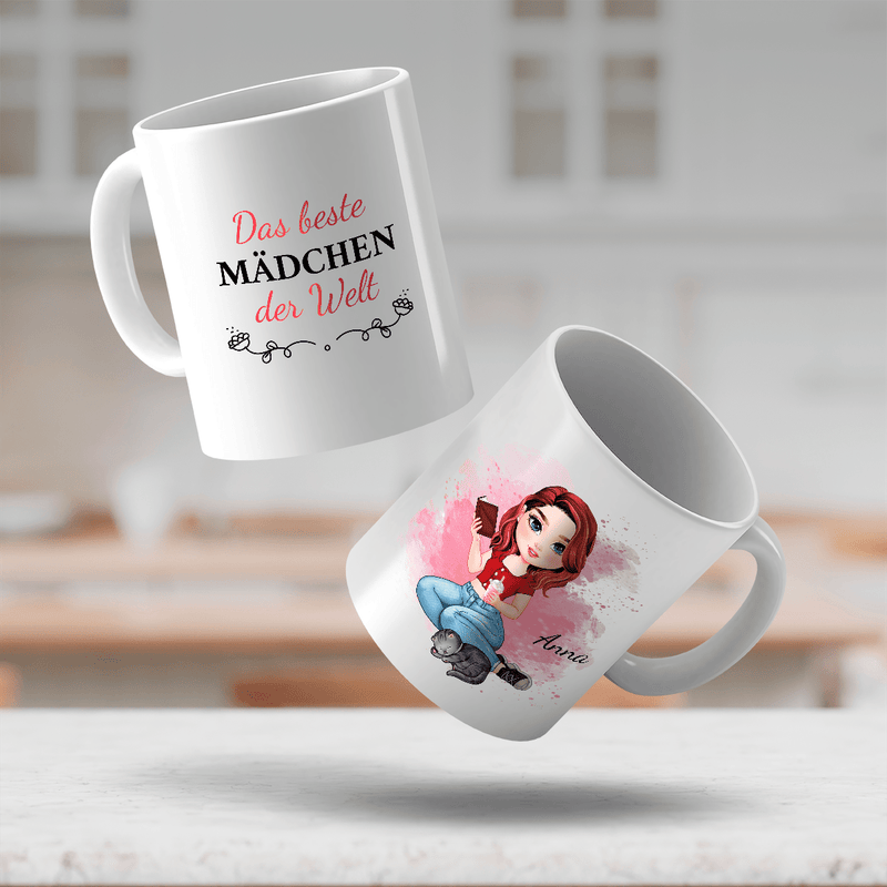 Beste Mädchen - 1x bedruckte Tasse, personalisiertes Geschenk für Frau - Adamell.de