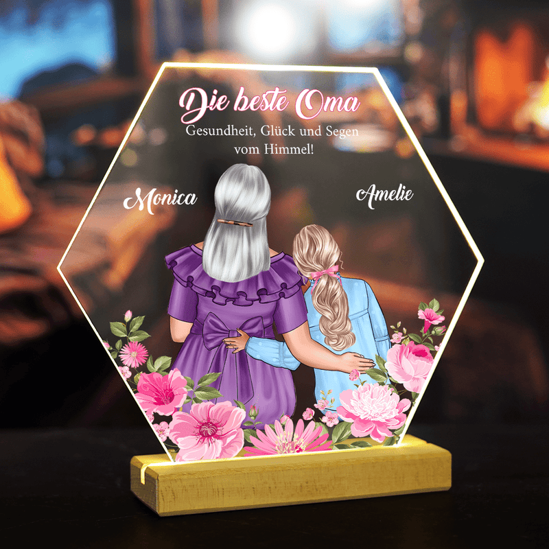 Beste Oma Clipart + Bildunterschriften - Druck auf Glas, personalisiertes Geschenk für Oma - Adamell.de