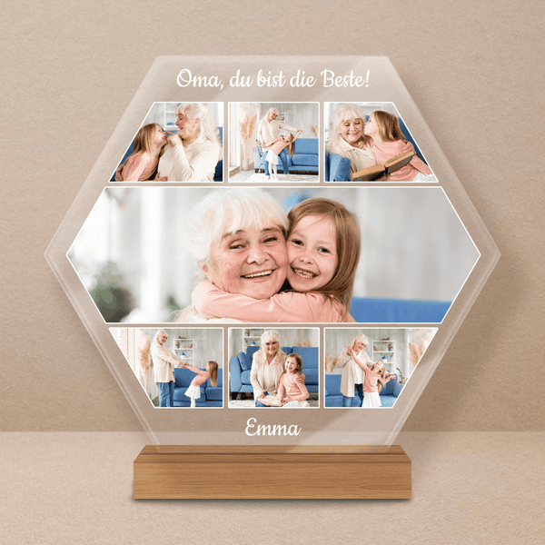 Beste Oma! - Collage 7 Fotos - Druck auf Glas, personalisiertes Geschenk für Oma - Adamell.de