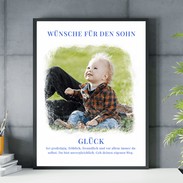 Beste Wünsche für Ihren Sohn - Poster, personalisiertes Geschenk für Kind - Adamell.de