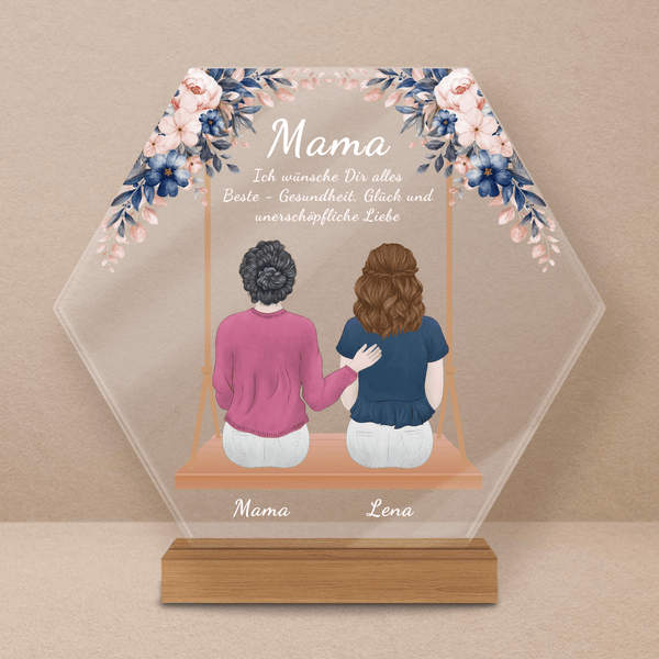 Beste Wünsche von Herzen - Druck auf Glas, personalisiertes Geschenk für Mama - Adamell.de