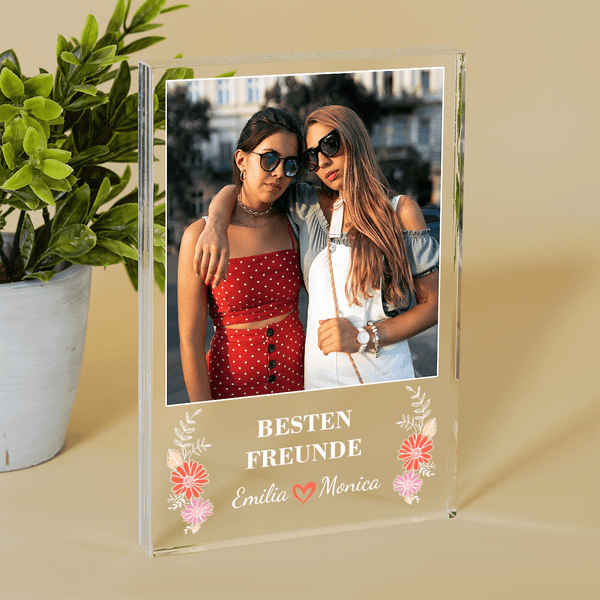 Besten Freunde Namen + Foto - Druck auf Glas, personalisiertes Geschenk für Freundin - Adamell.de