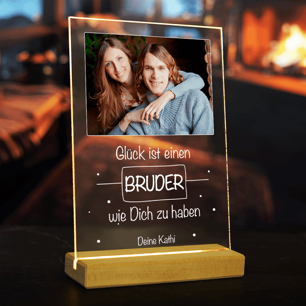 Bester Bruder Foto + Text - Druck auf Glas, personalisiertes Geschenk für Bruder - Adamell.de