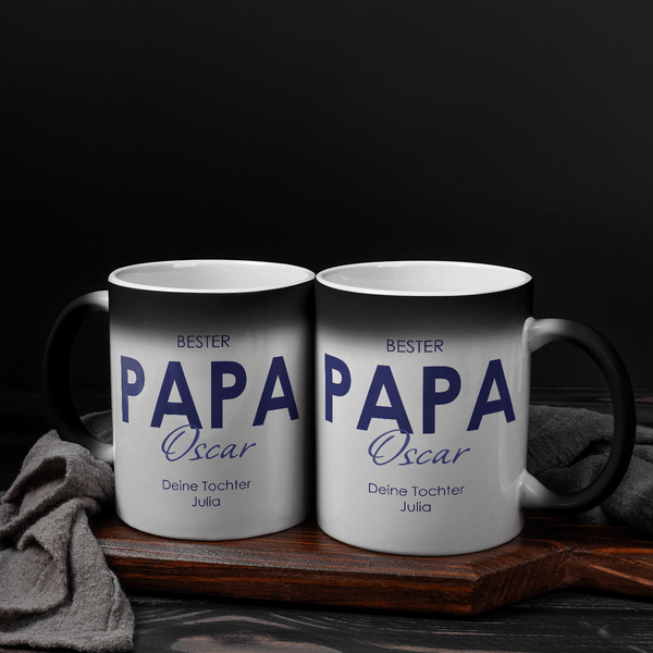 Bester Papa - 1x Bedruckte Zaubertasse, personalisiertes Geschenk für Papa - Adamell.de