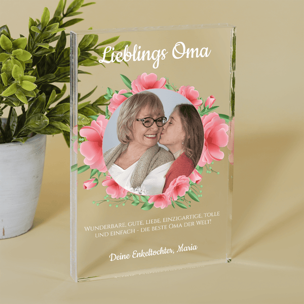 Bevorzugte Großmutter - Druck auf Glas, personalisiertes Geschenk für Oma - Adamell.de