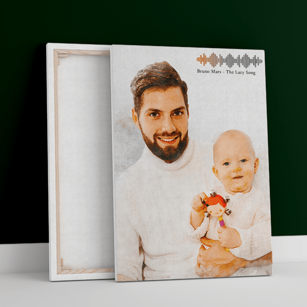 Bild + Musiktitel - Druck auf Leinwand, personalisiertes Geschenk für Papa - Adamell.de
