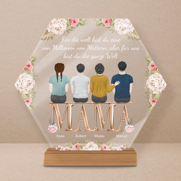 Blumen Clipart mit Namen - Druck auf Glas, personalisiertes Geschenk für Mama - Adamell.de