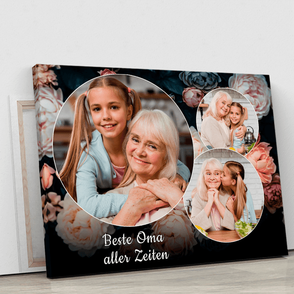 Blumenkollage aus 3 Fotos - Druck auf Leinwand, personalisiertes Geschenk für Oma - Adamell.de