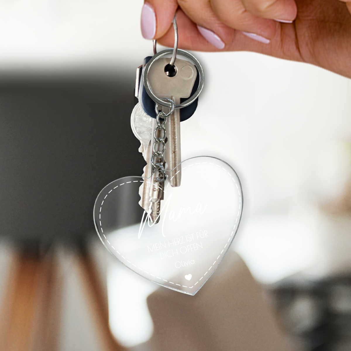 Mein Herz ist offen für dich - Schlüsselanhänger, personalisiertes Geschenk für Mama
