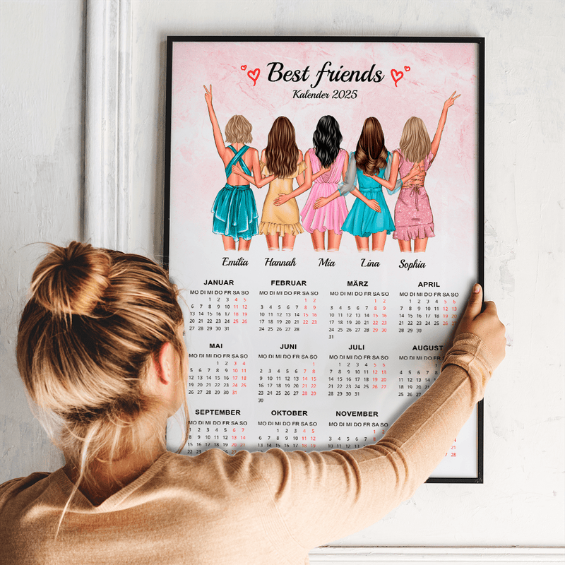 Clipart Best friends + Kalender - Poster, personalisiertes Geschenk für Freundin - Adamell.de