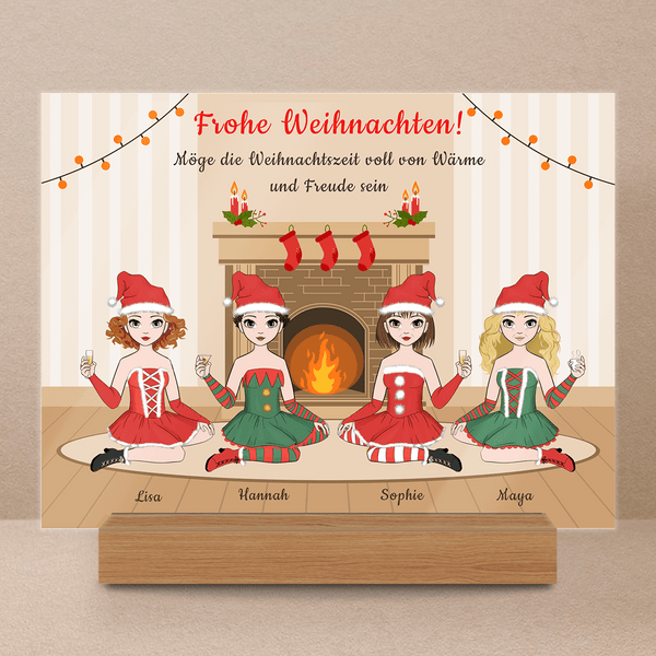 Clipart von Freunden zu Weihnachten - Druck auf Glas, personalisiertes Geschenk für Freundinnen - Adamell.de