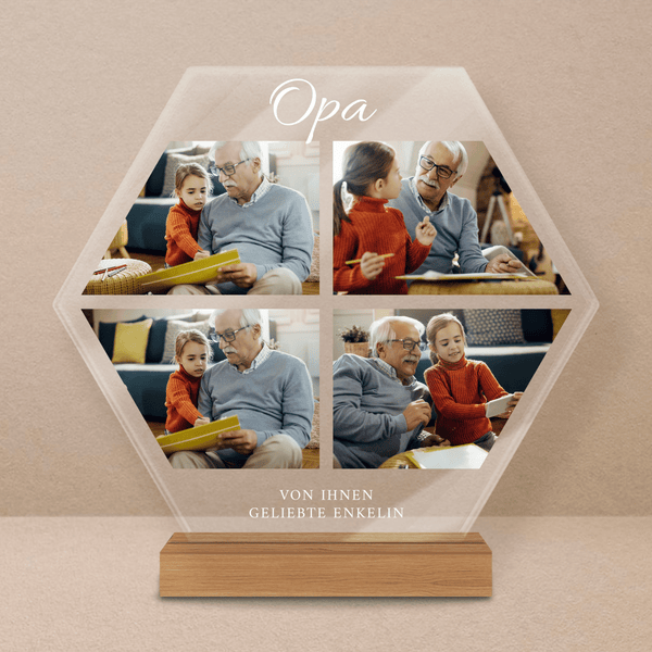 Collage 4. Fotos für Opa - Druck auf Glas, personalisiertes Geschenk für Opa - Adamell.de