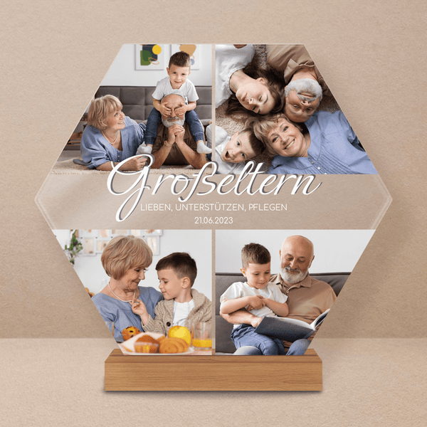 Collage 4 Fotos Großeltern - Druck auf Glas, personalisiertes Geschenk für Großeltern - Adamell.de