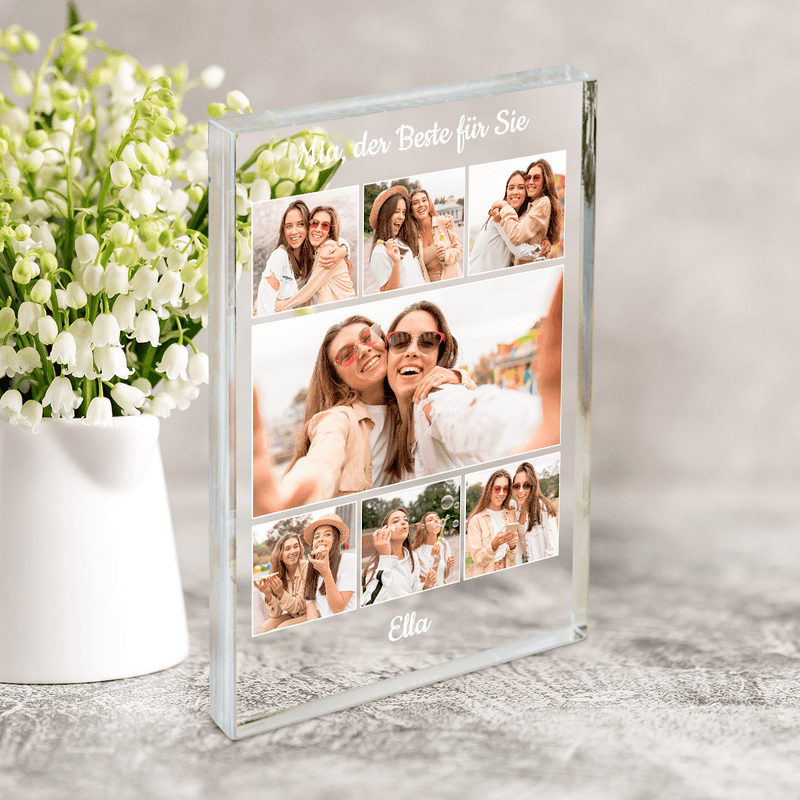 Collage 7 Fotos mit Schwester - Druck auf Glas, personalisiertes Geschenk für Schwestern - Adamell.de