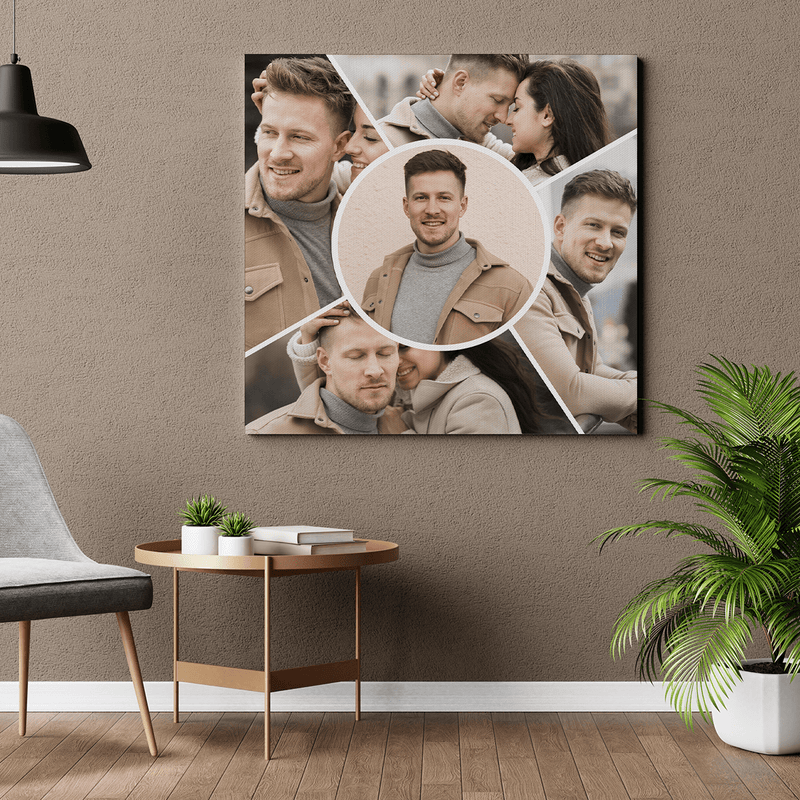Collage aus 5 Fotos Mann - Druck auf Leinwand, personalisiertes Geschenk für Mann - Adamell.de