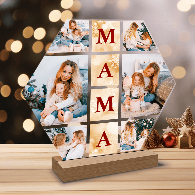 Collage aus 6 Weihnachtsfotos - Druck auf Glas, personalisiertes Geschenk für Mama - Adamell.de