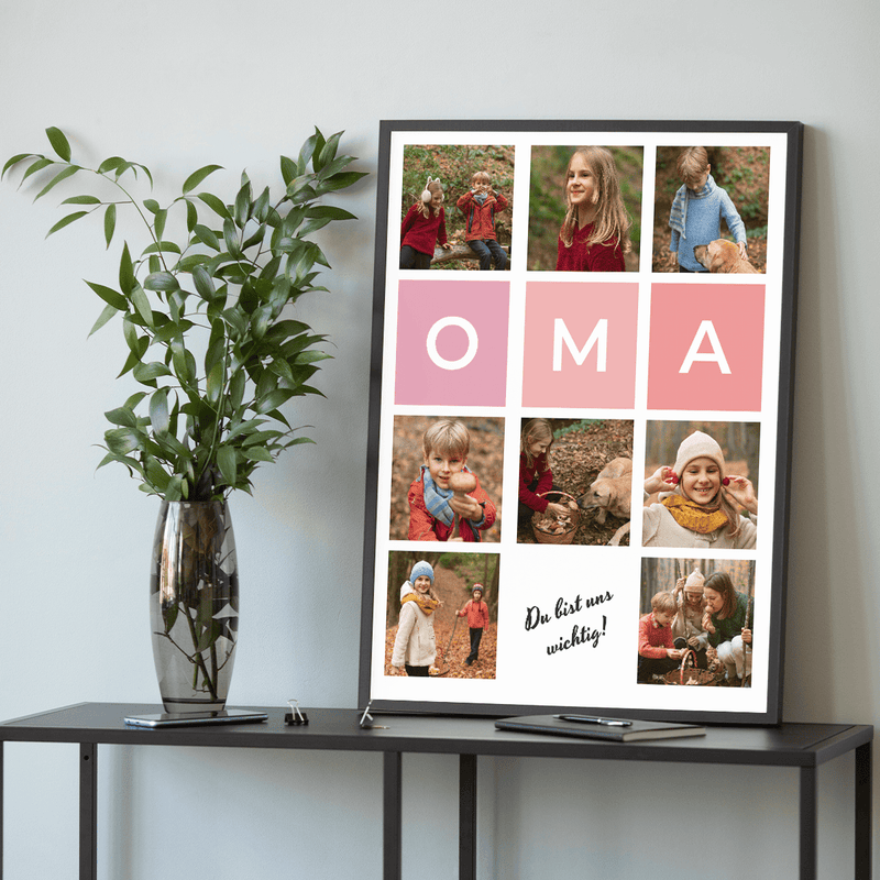 Collage aus 7 Fotos OMA - Poster, personalisiertes Geschenk für Oma - Adamell.de