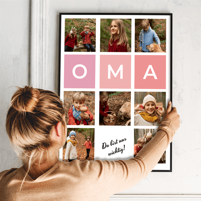 Collage aus 7 Fotos OMA - Poster, personalisiertes Geschenk für Oma - Adamell.de