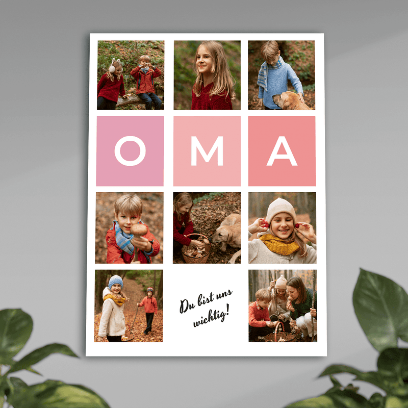 Collage aus 7 Fotos OMA - Poster, personalisiertes Geschenk für Oma - Adamell.de