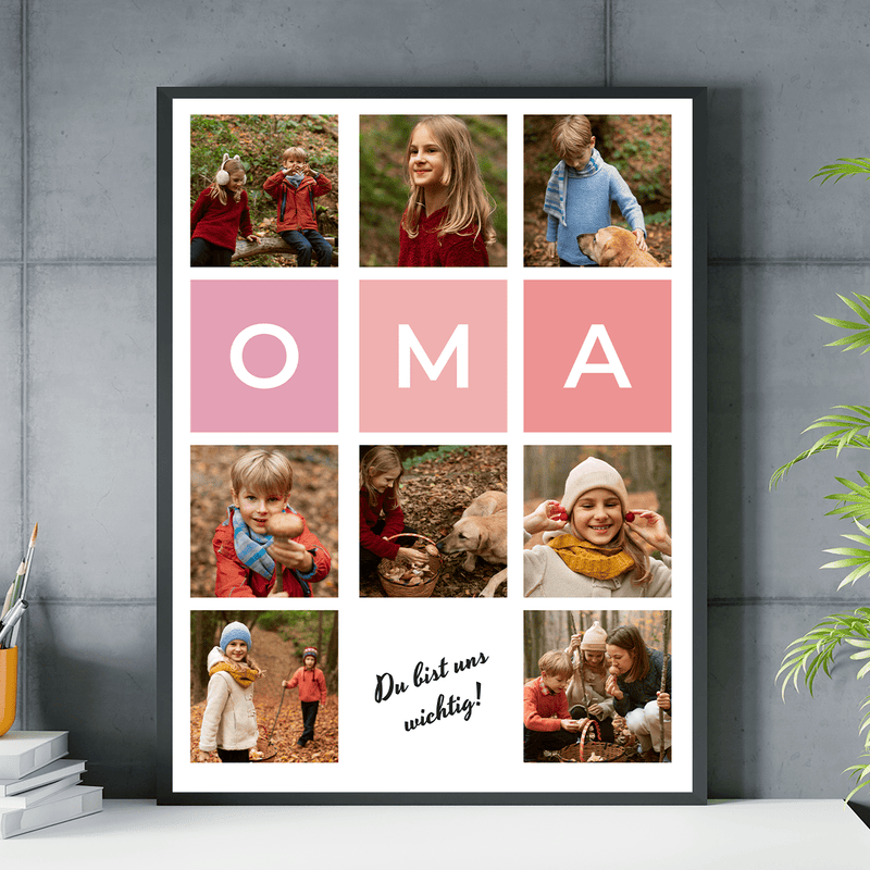 Collage aus 7 Fotos OMA - Poster, personalisiertes Geschenk für Oma - Adamell.de