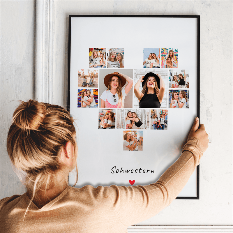 Collage der Schwestern - Poster, personalisiertes Geschenk für Schwester - Adamell.de