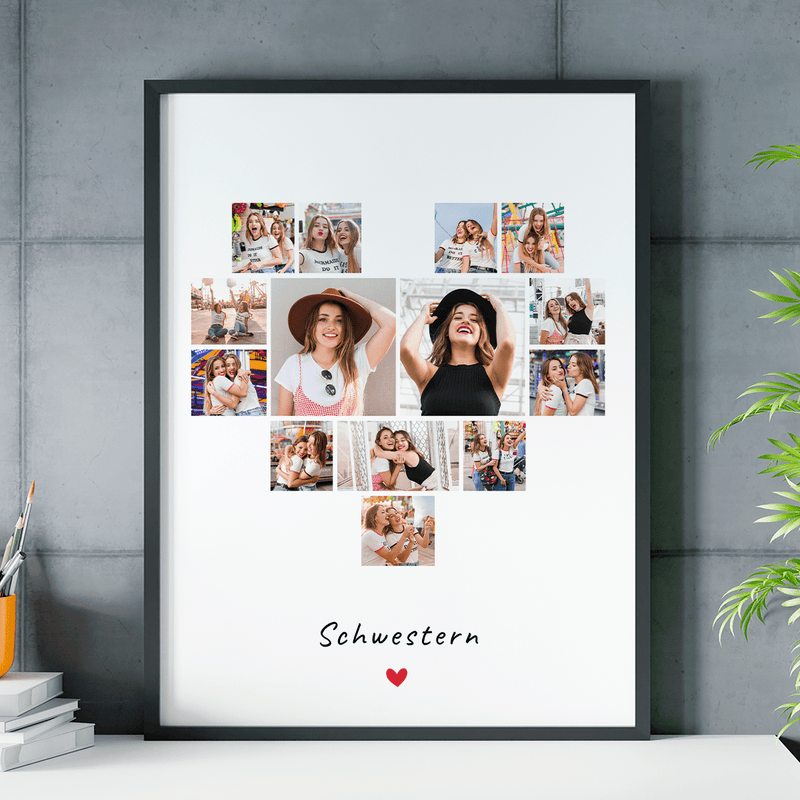 Collage der Schwestern - Poster, personalisiertes Geschenk für Schwester - Adamell.de