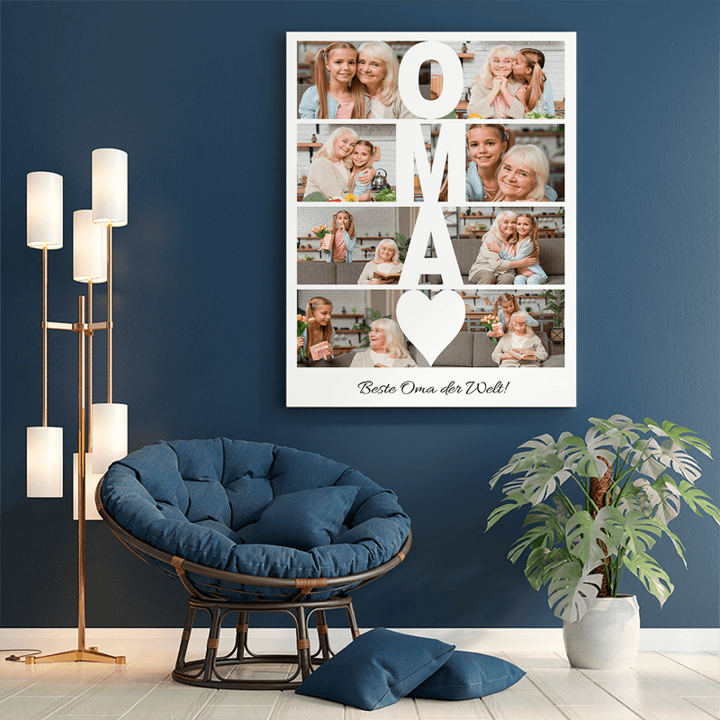 Collage für die beste Oma - Druck auf Leinwand, personalisiertes Geschenk für Oma - Adamell.de