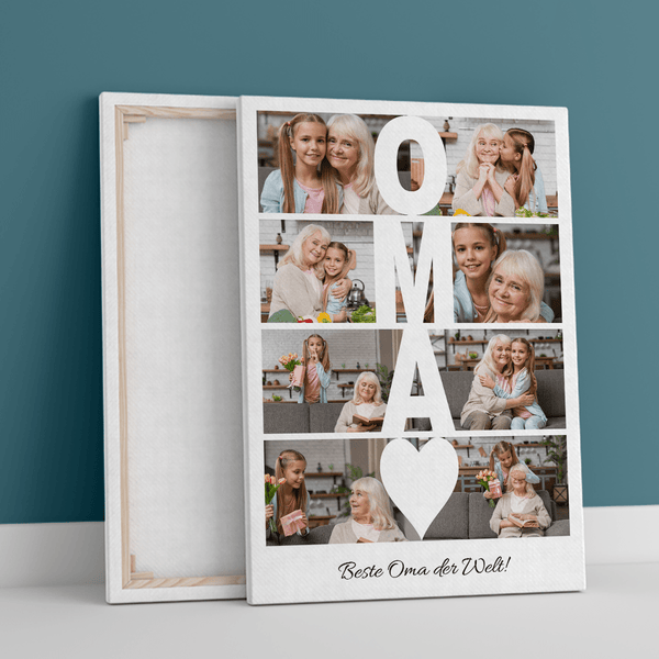 Collage für die beste Oma - Druck auf Leinwand, personalisiertes Geschenk für Oma - Adamell.de