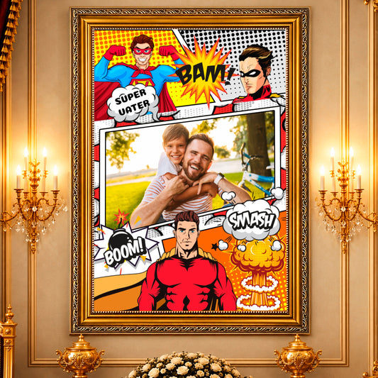 Fotocollage auf Leinwand Comic-Papa — Geschenke für Papa