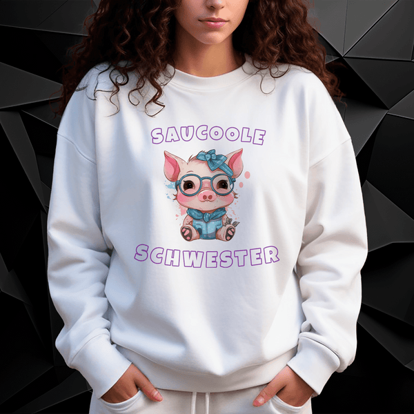 Damen - Sweatshirt mit Aufdruck SAUCOOLE SCHWESTER - Geschenk für Schwester - Adamell.de