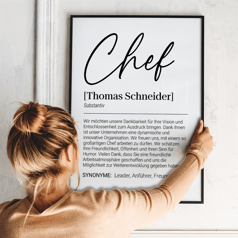 Dank an den Chef - Poster, personalisiertes Geschenk für Chef - Adamell.de