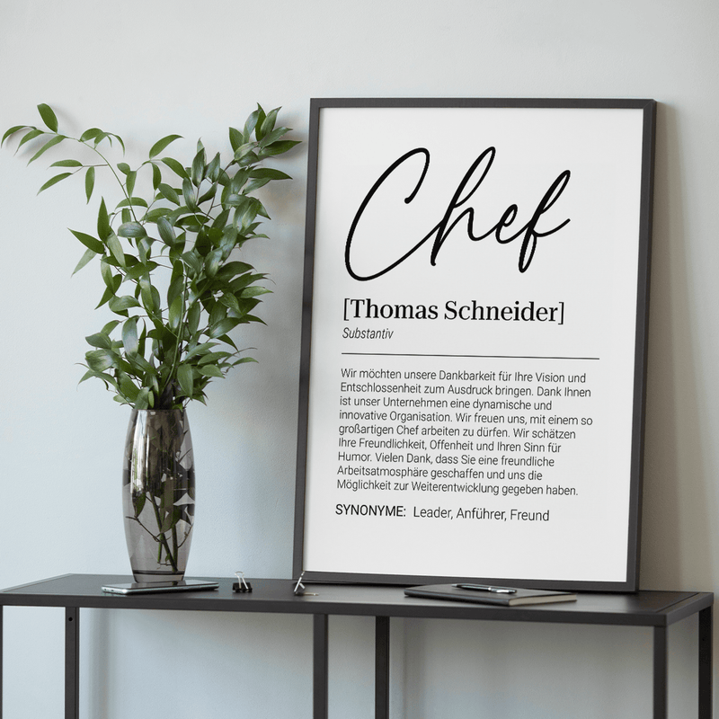 Dank an den Chef - Poster, personalisiertes Geschenk für Chef - Adamell.de