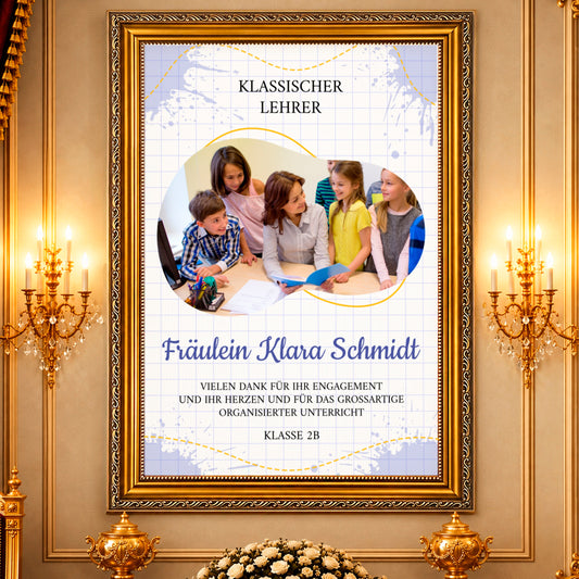 Fotocollage auf Leinwand Dank an den Lehrer — Geschenk für Lehrer