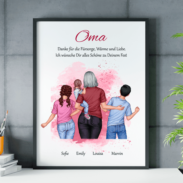 Danksagung für Oma Clipart - Poster, personalisiertes Geschenk für Oma - Adamell.de