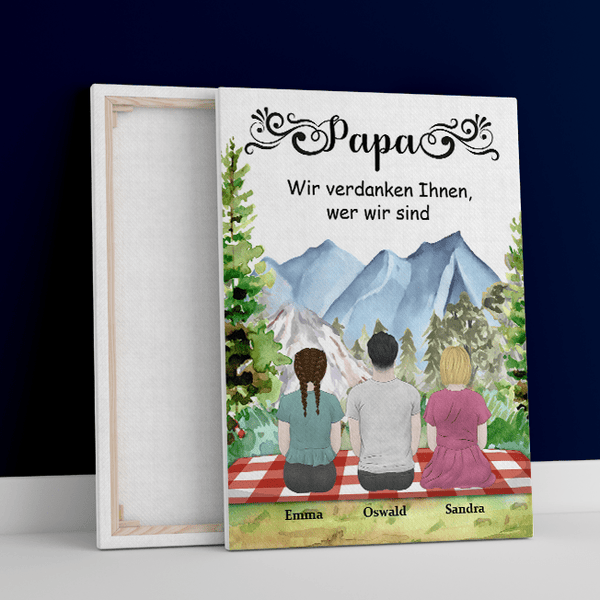 Das alles verdanken wir Ihnen - Druck auf Leinwand, personalisiertes Geschenk für Papa - Adamell.de